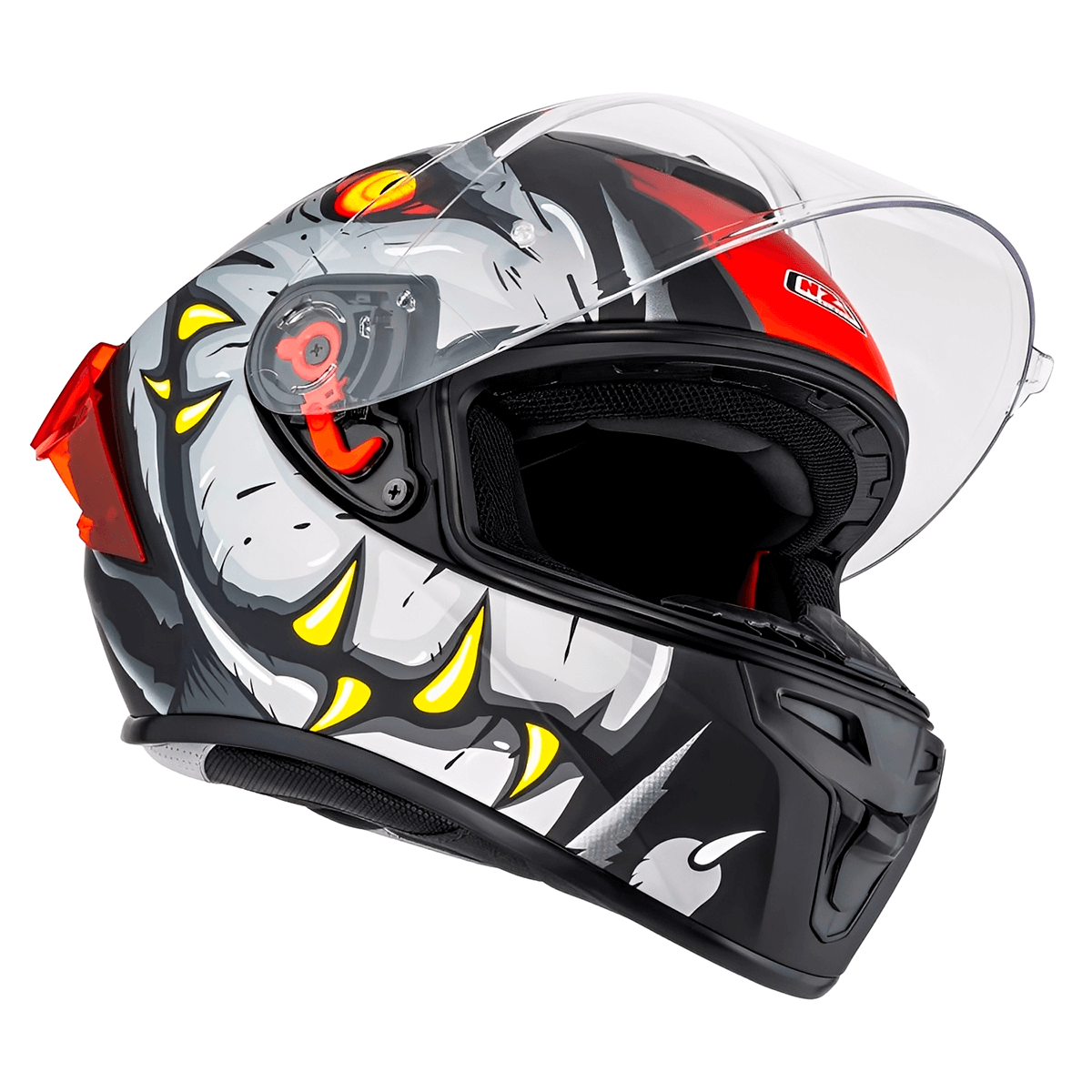 Capacete NZI Trendy 3 Stream Raptor Preto Cinza Vermelho - MotoBR