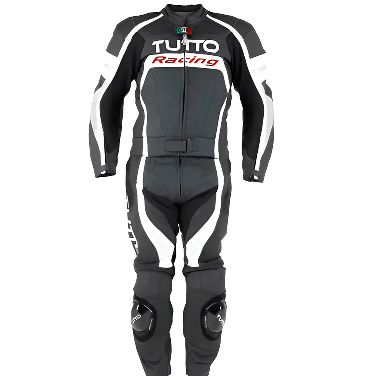 Macacão Tutto Racing 2 Peças Preto Branco Prata Vermelho