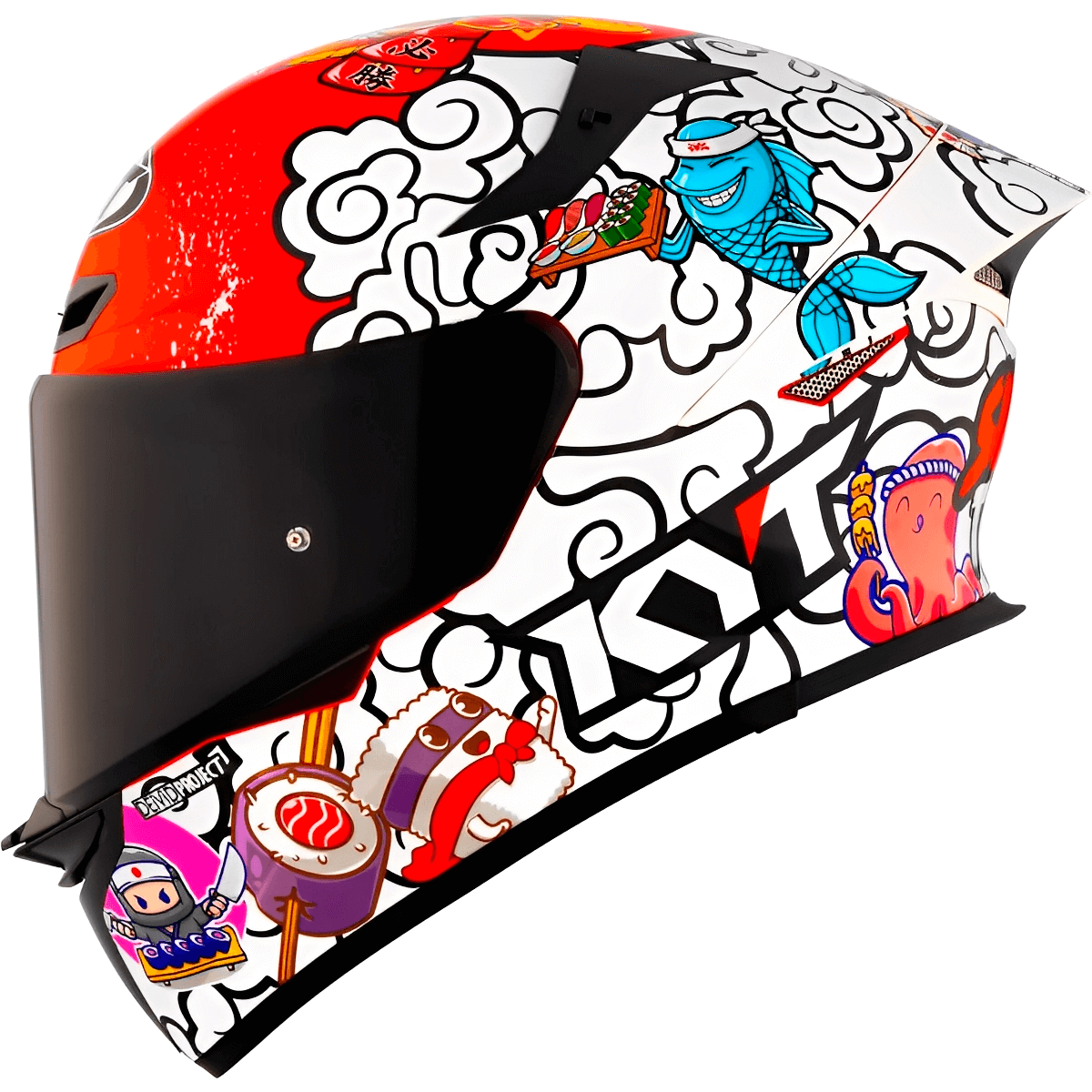 Capacete KYT TT Revo Sushi Time Branco Vermelho