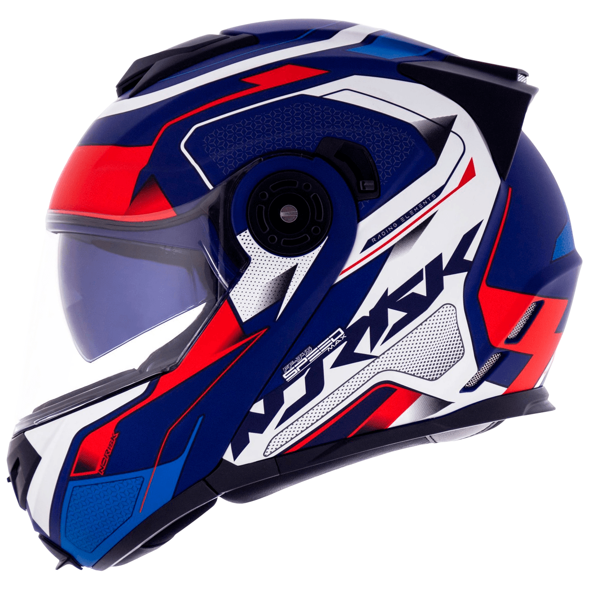 Capacete Original Norisk FF345 Speedmax Fosco Azul Branco Vermelho