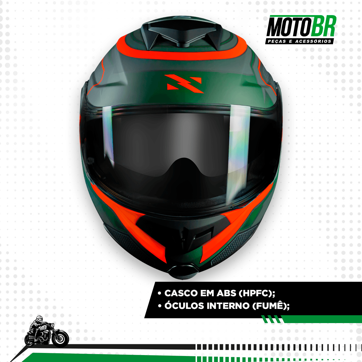 n nori Capacete Original Norisk Route FF345 Speedmax Verde Laranja Fosco